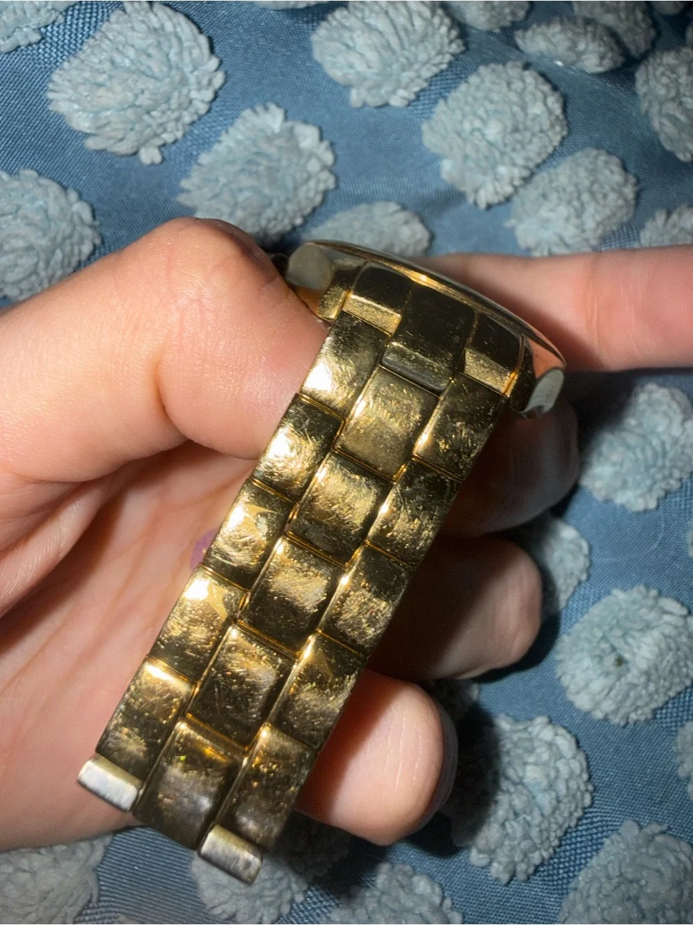kate spade Gold-Tone Bracelet Watch with Mother-of-Pearl Dial and Red Accent